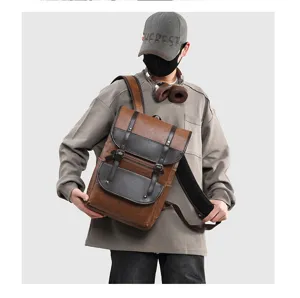 Vintage Herren Mode Rucksack Detailansicht, große Kapazität lässige Laptoptasche für Alltag.