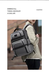 Stylish men's business backpack with multi compartments and waterproof design for daily commuting.
