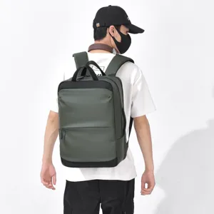 Men's Large Capacity Waterproof Laptop Backpack Casual Business Travel Bag Green.
