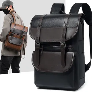 Herren Vintage PU Leder Rucksack Großes Kapazität Wasserdicht Lässig Reise Business Computer Schule Buchtasche