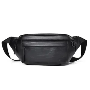 Herren Casual Wasserdicht PU Leder Brusttasche Mode Streetwear Sling Umhängetasche