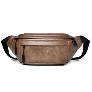 Herren braune Leder Brusttasche Freizeit Taillentasche stylische Umhängetasche für Reise Alltag