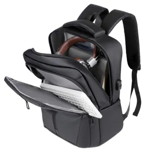 Large capacity black travel backpack for men and women, business laptop casual school bookbag