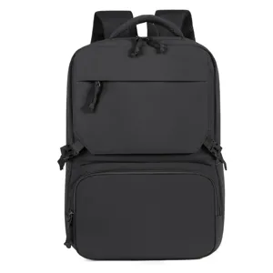 Professional black business travel backpack, large capacity casual daypack for daily use.