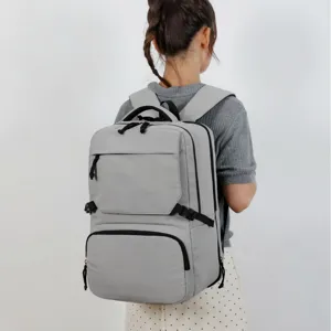 Large capacity casual backpack for men business travel lightweight minimalist design grey
