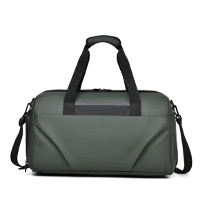 Men's large capacity dark green duffel bag shoulder messenger bag for travel and gym use.