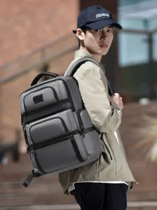 Men business backpack multi compartment waterproof laptop bag lightweight fashion student schoolbag