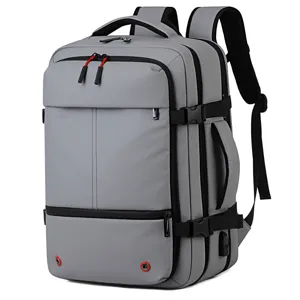 Men's large capacity waterproof business travel backpack multi-functional expandable computer bag grey