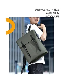 Detailed view of the casual waterproof men business backpack, ideal for commute and travel.
