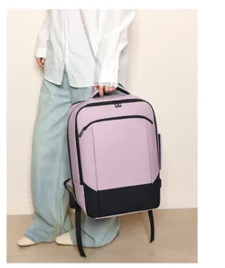 Detail view of a stylish multifunctional large capacity laptop backpack for men daily business.