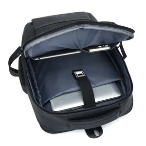 Multifunctional Men Laptop Backpack Large Capacity Business Travel Bag Open Interior View