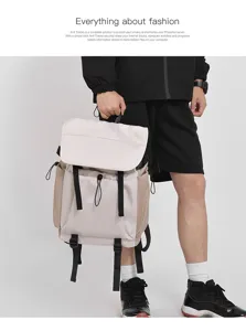 Λεπτομερής εικόνα του casual πολυλειτουργικού δίχρωμου σακιδίου πλάτης με κορδόνι.