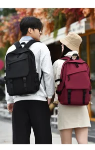 Casual multi-pocket travel backpack for men and women, stylish large capacity school bag.