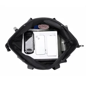 Black waterproof business duffel bag large capacity travel gym bag top view display new