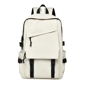 Casual white student backpack large capacity travel computer school bag for daily use