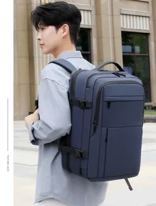 Large capacity business travel laptop backpack for men, waterproof and durable commuter bag.
