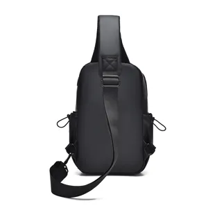Schwarze wasserdichte Brusttasche, multifunktionaler Oxford-Stoff Herren Schulterrucksack.