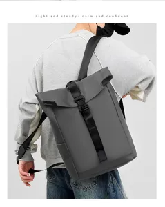 Zaino casual da uomo per affari di grande capacità roll-top con spallacci regolabili