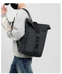 Uomo grande capacità casual da viaggio zaino leggero affari commuter computer scuola borsa nero