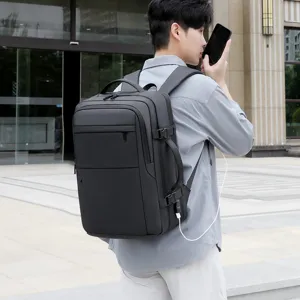 Men's large capacity business backpack, waterproof laptop travel commuter bag for daily use.