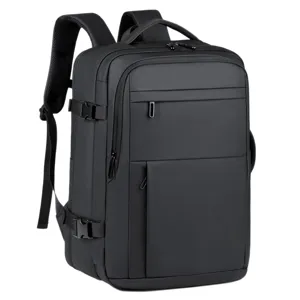 Large capacity black travel backpack waterproof business computer daypack for men daily use