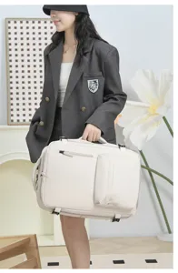 Large capacity business travel backpack detail view, portable waterproof luggage bag for daily commute.