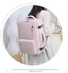 Pink business travel backpack large capacity laptop rucksack for women daily commuter use