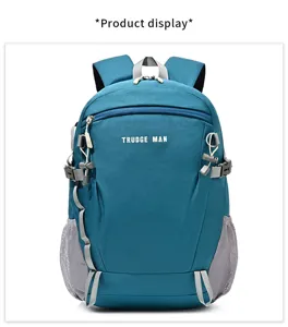 Sac à dos de randonnée en plein air bleu avec grande capacité et design léger.