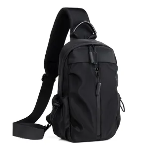 Men's Black Sling Backpack Casual Business Travel Crossbody Chest Bag for Daily Use