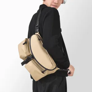 Men's casual crossbody bag, lightweight large capacity canvas chest bag for daily outdoor travel