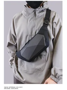 Borsa a tracolla rigida poliedrica da uomo stile urbano techwear borsa pettorale.