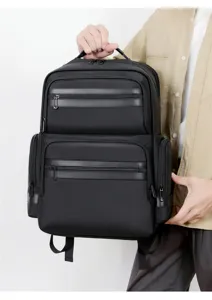 Business waterproof backpack for men large capacity travel commuter laptop bag detail view