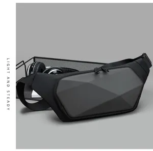 Uomo Geometrico Guscio Rigido Borsello Petto Impermeabile Poliestere Borsa Tracolla