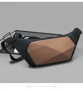 Borsa a tracolla rigida geometrica da uomo borsa da petto impermeabile casual