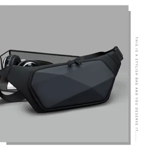 Borsa da petto geometrica elegante da uomo, marsupio poliedrico resistente per sport.