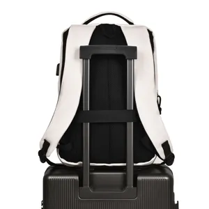 Business laptop backpack for men and women, solid color travel daypack with luggage strap.