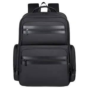Waterproof business laptop backpack for men large capacity casual travel school bag black.