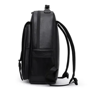 Zaino in pelle nera da uomo, grande capacità vintage casual per computer da viaggio scuola.