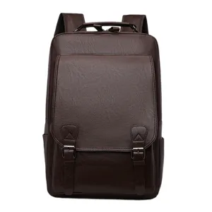 Zaino vintage da uomo di grande capacità, borsa per computer casual, design in ecopelle.