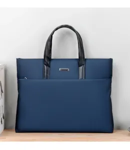 Borsa da lavoro uomo in tessuto oxford borsa per laptop casual da ufficio borsetta blu moda.