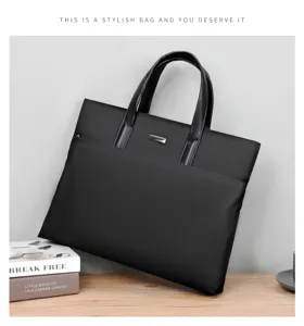 Uomini nero oxford lavoro ventiquattrore borsa elegante borsa laptop con tasca frontale