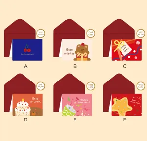 Neujahrs Klappkarten Set mit Umschlägen, süße Cartoon Grußkarten für tolle Geschenke.