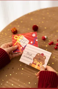 Neujahr Grußkarten süßes Cartoon Bär Design Wunschkarten für Kinder Geschenke Dekoration