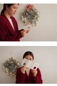 Carte de vœux de Noël pliée en trois ensemble de bénédiction festive avec design creux.