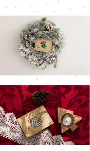 Set de cartes de voeux de Noël avec couronne de pin et cartes postales vintage pour l'hiver