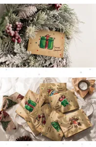 Set de cartes de vœux de Noël vintage papier kraft design aquarelle cartes de bénédiction