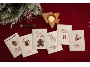 Lot de cartes de vœux de Noël, cartes pliées creuses festives pour souhaits de vacances