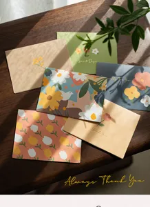 Floral greeting cards set with bronzing design, perfect for birthday gifts and festival blessings.