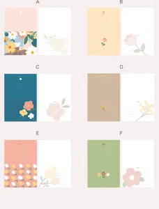 Fresh floral gold-stamped greeting cards with blank pages for custom festival blessings.
