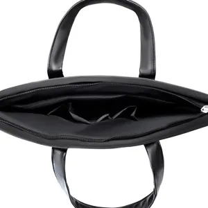 Borsa per laptop da lavoro in tessuto oxford nero manico aperto vista principale